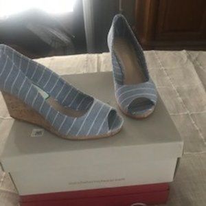 Wedge open toe shoes - light blue/white Brand New